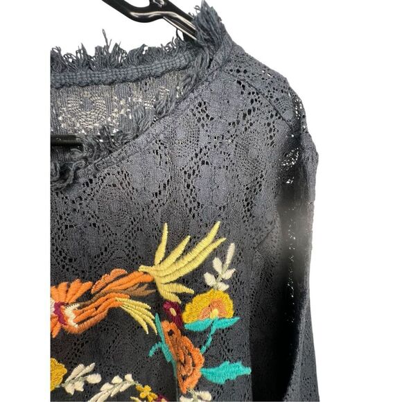 Angel Premium Bird And Floral Embroidered Long Sleeve Blouse - Picture 2 of 5